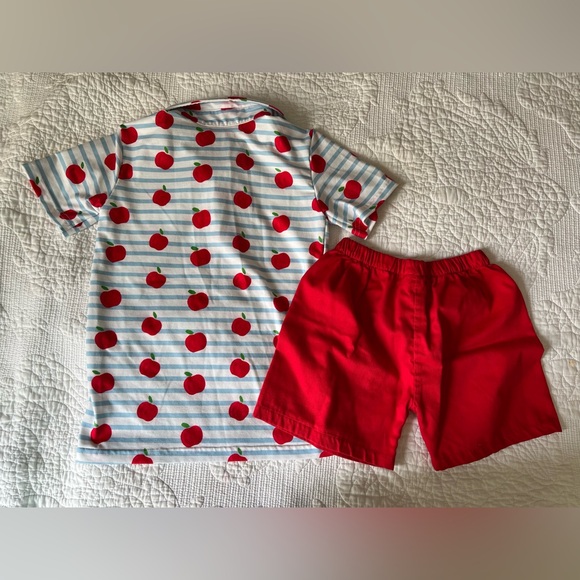 Smockingbird Boy’s Apple Back-To-School Outfit Size 7 - Picture 5 of 6